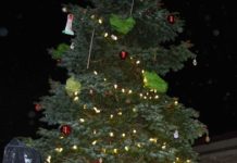 G. C. Huston helps with Christmas ornaments