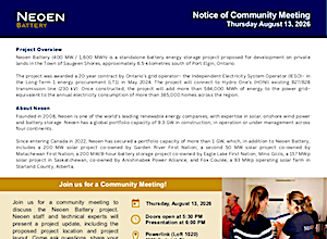 Neoen to host a community meeting on proposed battery storage facility