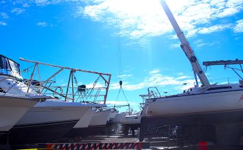Boats go to bed for the winter in Port Elgin